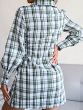 Plaid Button Down Tie Front Shirt Dress Ins Street